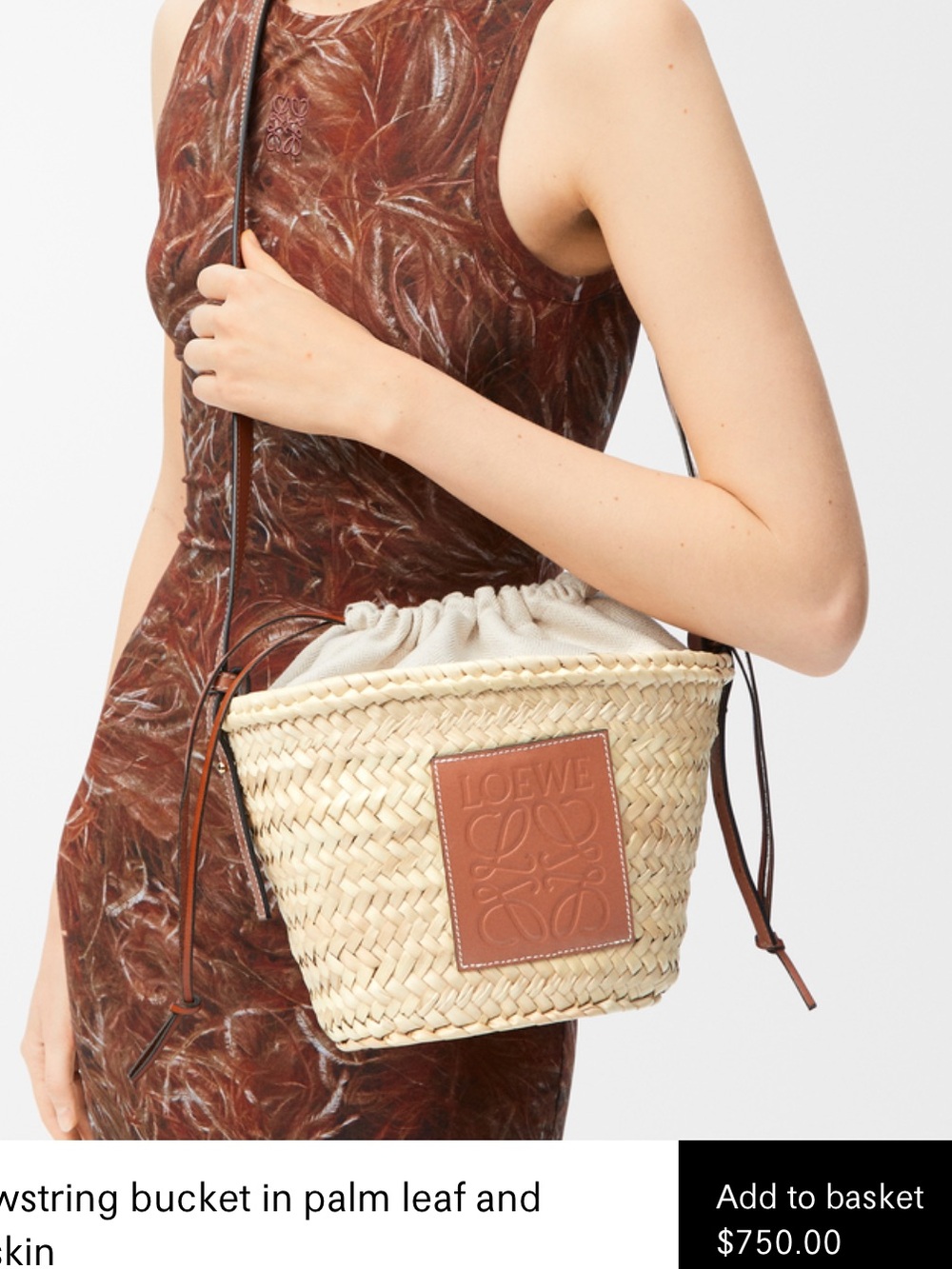 NWT LOEWE Anagram drawstring bucket bag in palm leaf and calfskin - Picture 8 of 9
